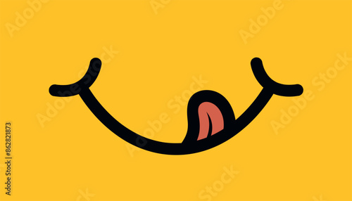 yummy smile emoji tongue lick mouth vector