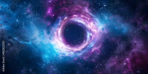 A stunning image of a wormhole opening in deep space. Concept Space, Wormhole, Deep, Phenomenon, Cosmic photo
