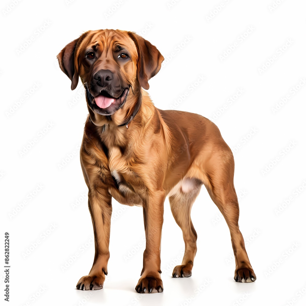 Fila brasileiro dog breed standing against white background, AI Generated