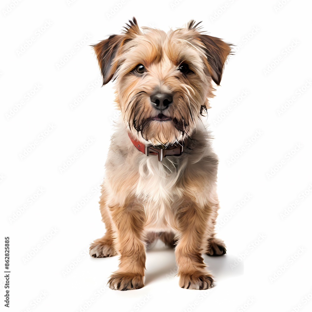 Glen of imaal terrier dog breed standing against white background, AI Generated Glen of imaal terrier dog breed standing against white background, AI Generated