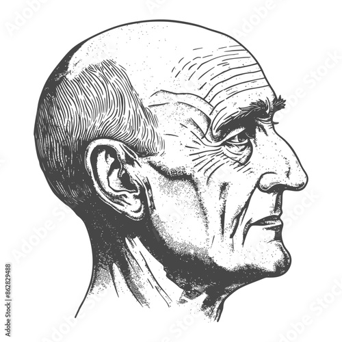 Etched Wisdom: Detailed Portrait of an Elderly Man's Profile