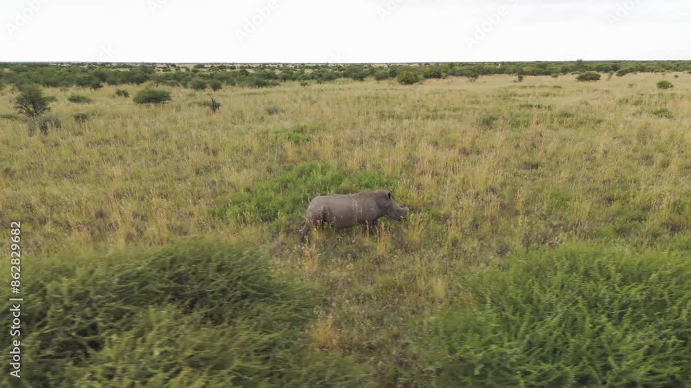 Aerial view of Rhino herd in Mahikeng Game Reserve, Mafikeng NU, South Africa. Aerial view of Rhino herd in Mahikeng Game Reserve, Mafikeng NU, South Africa.