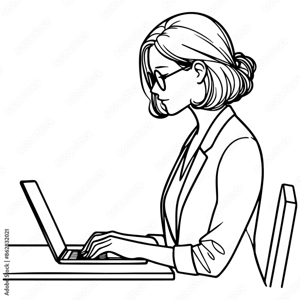 Business Woman Work on Laptop. Business Woman Work on Laptop.