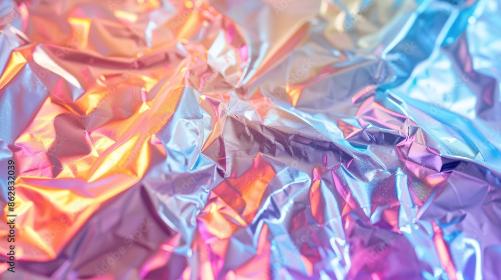 Shiny wrinkled holographic background in gradient colors Shiny wrinkled holographic background in gradient colors