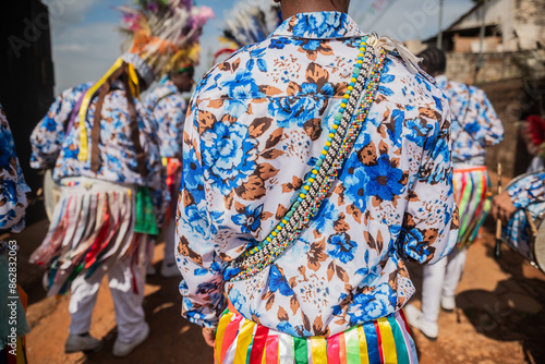 Foto Congado or Congada in Minas Gerais State in Brazil, a famous expression of Brazilian and african culture and religiosity with dancers, kings, queens, catholic saints, drums and crowns
