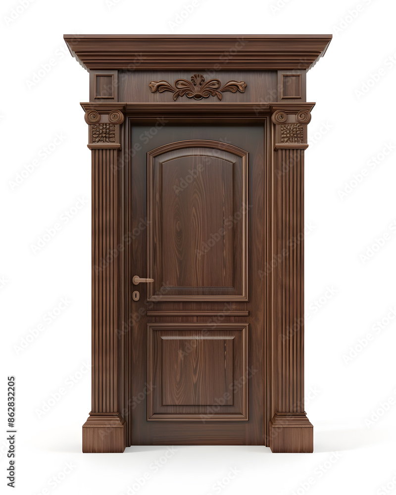 Classic framed ancient door isolated on white background Classic framed ancient door isolated on white background