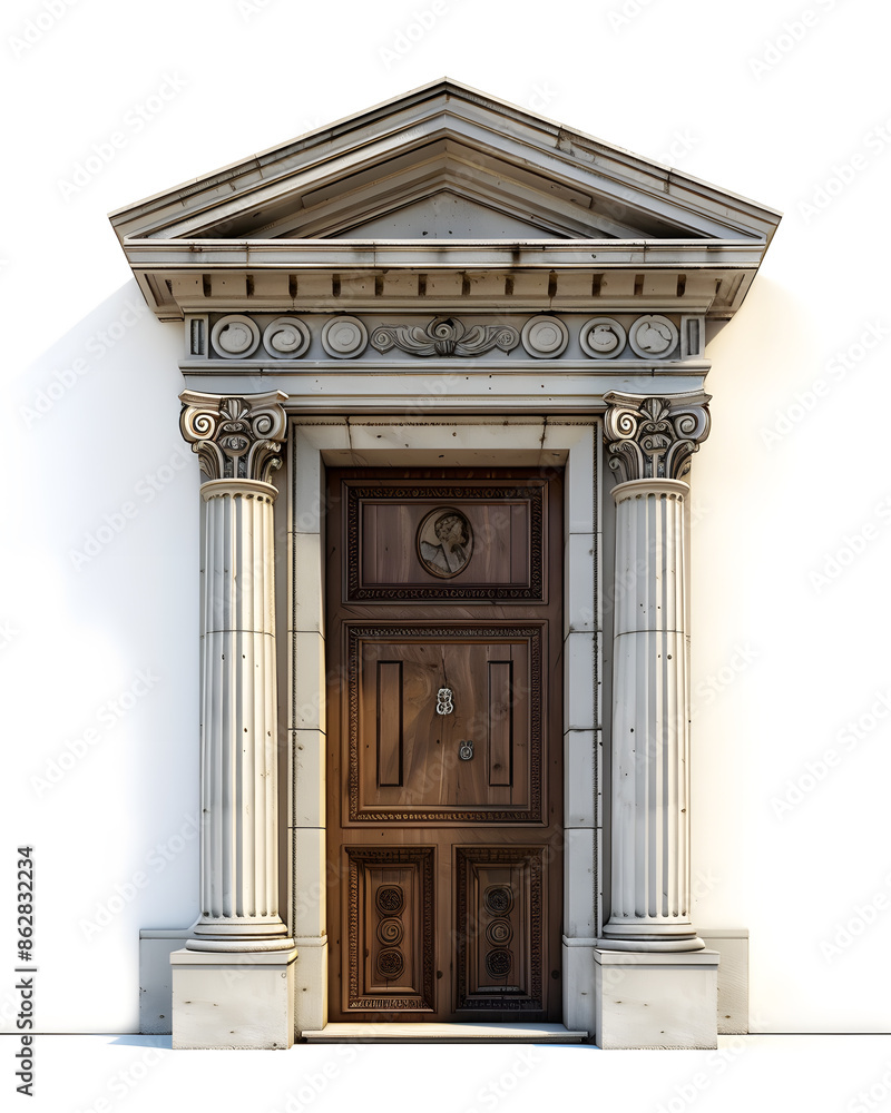 Fototapeta premium Classic framed ancient door isolated on white background