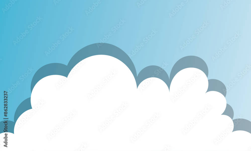 Cute white cartoon clouds on bright blue summer sky background Vector illustration. EPS 10/AI Cute white cartoon clouds on bright blue summer sky background Vector illustration. EPS 10/AI