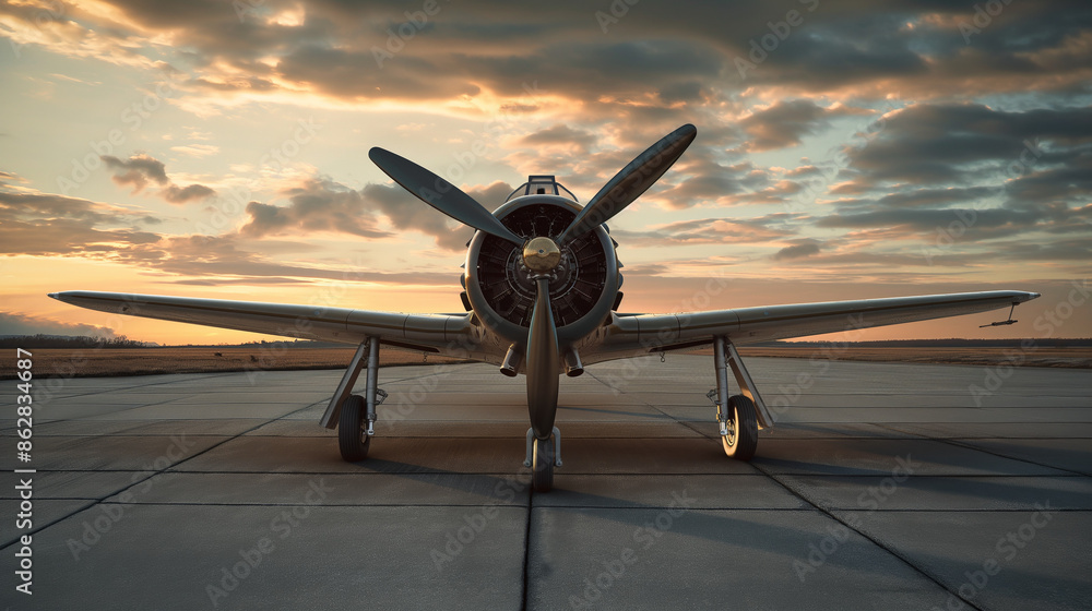 Fototapeta premium An airplane at sunset.