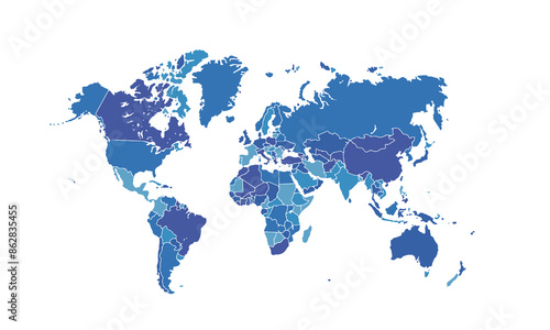 Wallpaper Mural Map of world isolated modern colorful style. for website layouts, background, education, precise, customizable, Travel worldwide, map silhouette backdrop, earth geography, political, reports. Torontodigital.ca