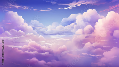 Abstract fantasy landscape purple Cumulus clouds aesthetic background © Sonya