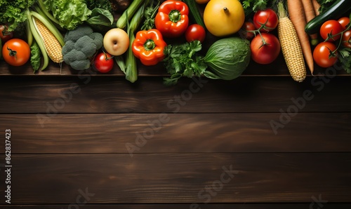 Fresh Vegetables on Wooden Background