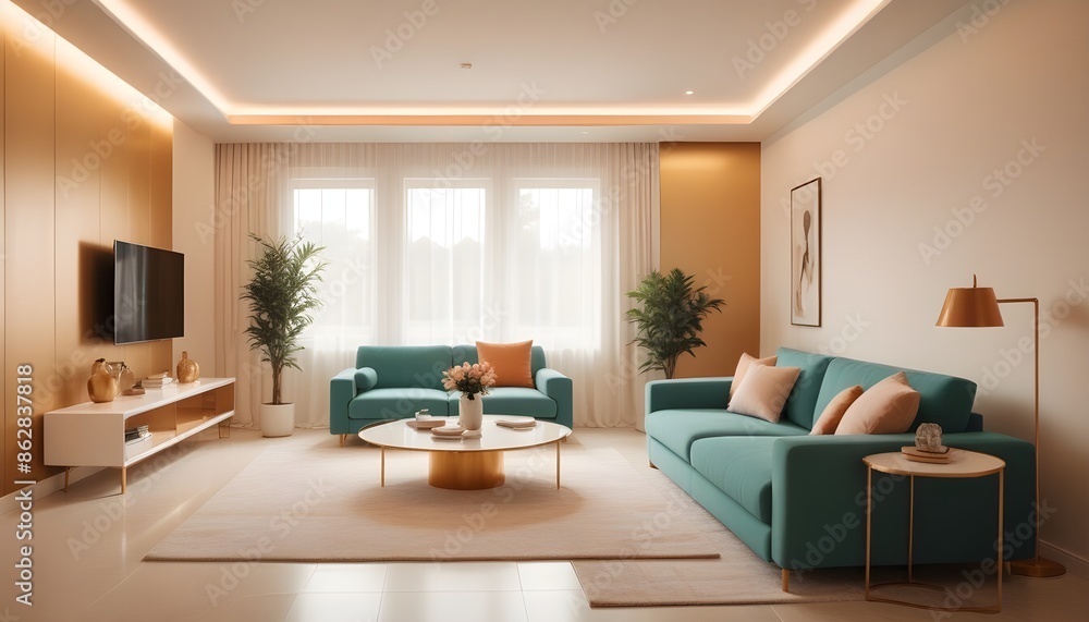 Fototapeta premium Photo interior modern design room 3d illustration