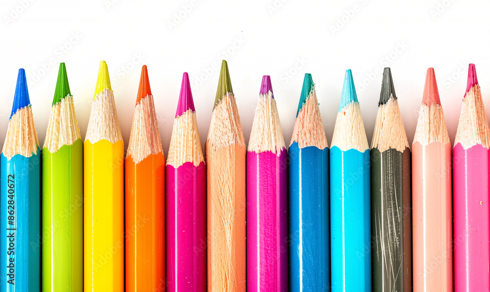 School color pencils set on white background. copy space School color pencils set on white background. copy space