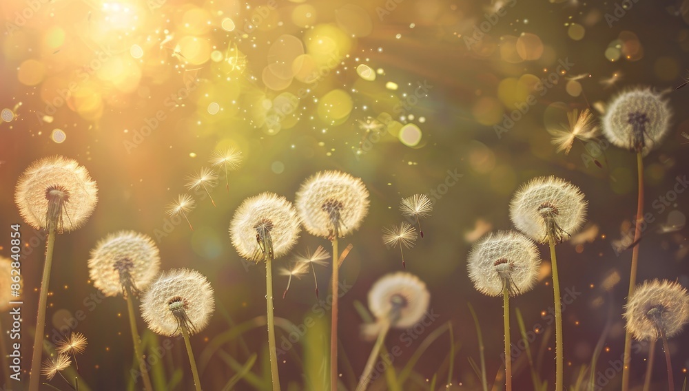 Fototapeta premium Dreamy Dandelion Meadow A dreamy meadow filled