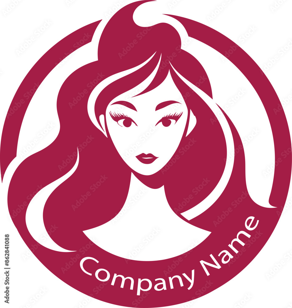 logo for beauty salon. Nail polish, manicured female legs, beautiful woman face, eyelash extension, makeup, hairdressing. Vector illustrations