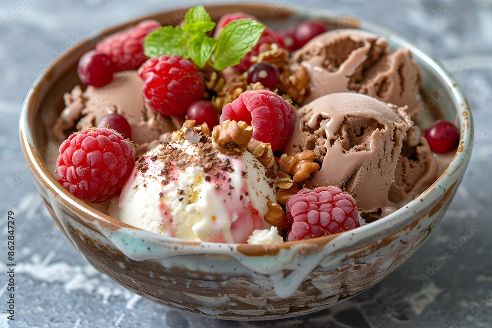Vegan ice cream bowl, healthy, creamy Vegan ice cream bowl, healthy, creamy