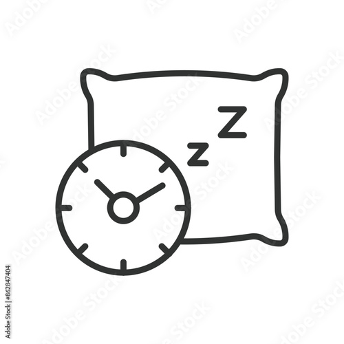 Sleeping time, in line design. Sleeping time, sleep, bedtime, night, rest, dreams, night sleep on white background vector. Sleeping time editable stroke icon.