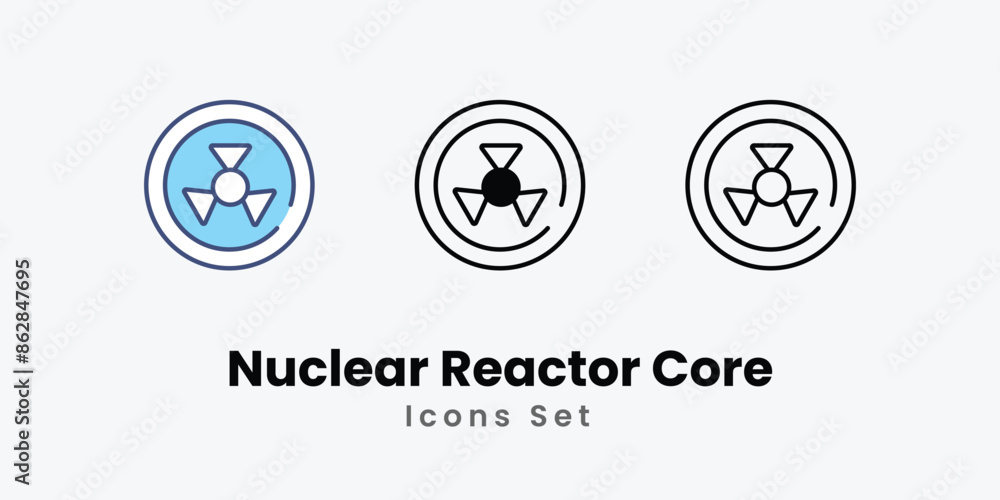 Nuclear Reactor Core icons vector set stock illustration Nuclear Reactor Core icons vector set stock illustration