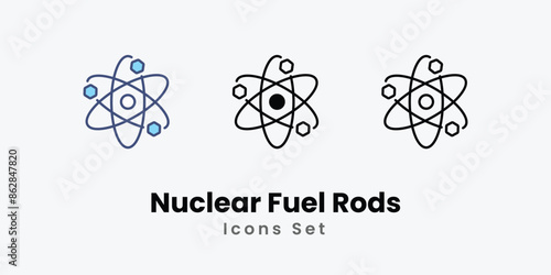 Nuclear Fuel Rods icons vector set stock illustration