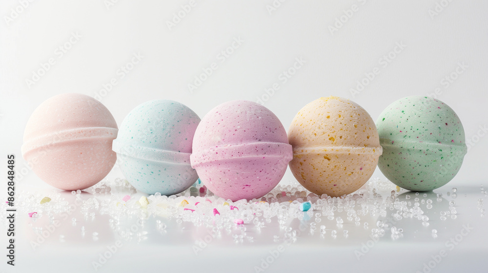 Set with aromatic bath bombs on white background
Set with aromatic bath bombs on white background