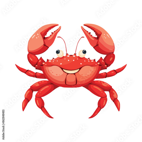 Cartoon Red crab isolated on white solid background