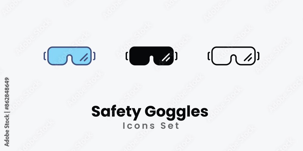 Safety Goggles icons vector set stock illustration Safety Goggles icons vector set stock illustration
