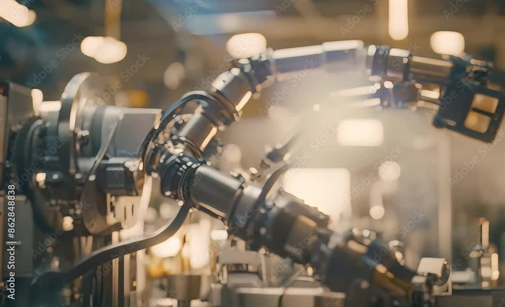 Automation Technology Close-Up: Intricate robotic arm showcasing advanced automation Automation Technology Close-Up: Intricate robotic arm showcasing advanced automation