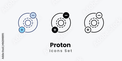 Proton icons vector set stock illustration 