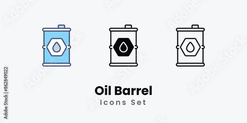 Oil Barrel icons vector set stock illustration