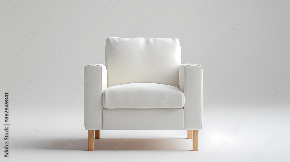 The modern IKEA armchair with a simple white fabric seat and light wood legs, isolated white background The modern IKEA armchair with a simple white fabric seat and light wood legs, isolated white background