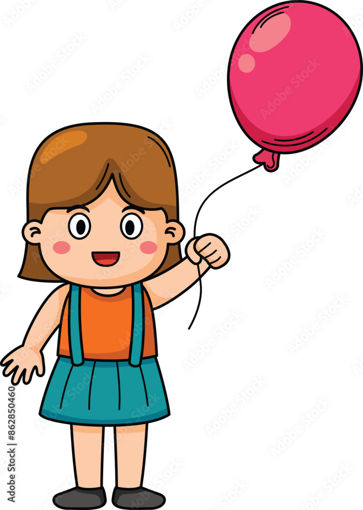 happy cute kid girl run holding balloon happy cute kid girl run holding balloon