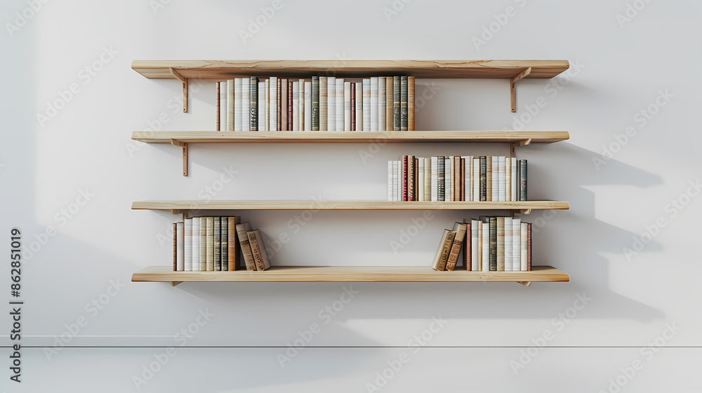 The minimal IKEA bookshelf with simple white shelves and a natural wood frame The minimal IKEA bookshelf with simple white shelves and a natural wood frame