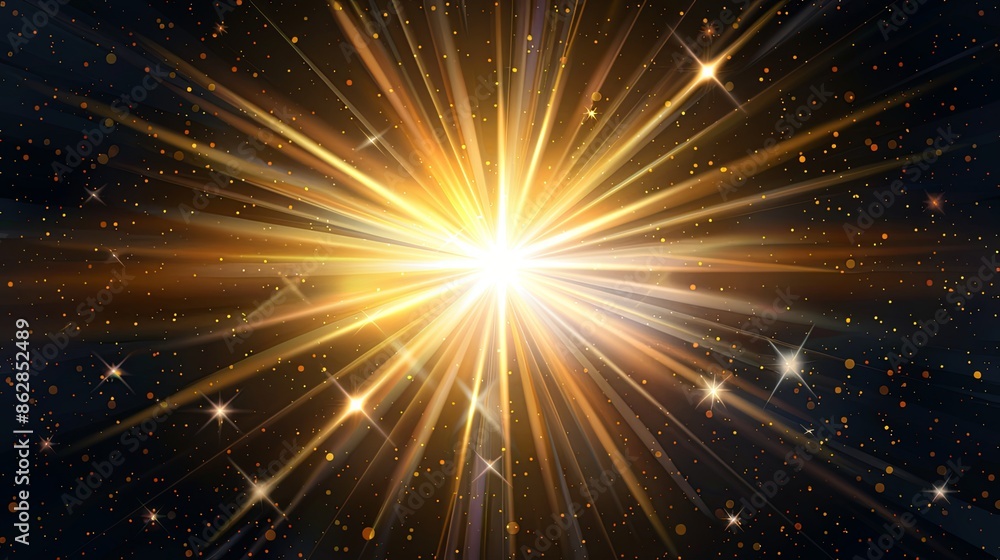 Naklejka premium Glowing light explodes on a transparent background. with ray. Transparent shining sun, bright flash. The center of a bright flash