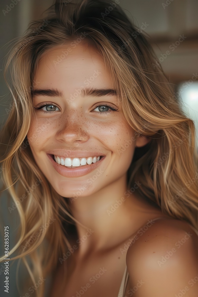 Beautiful teeth smile woman beauty face portrait shines with radiance. Beautiful teeth smile woman beauty face portrait shines with radiance.