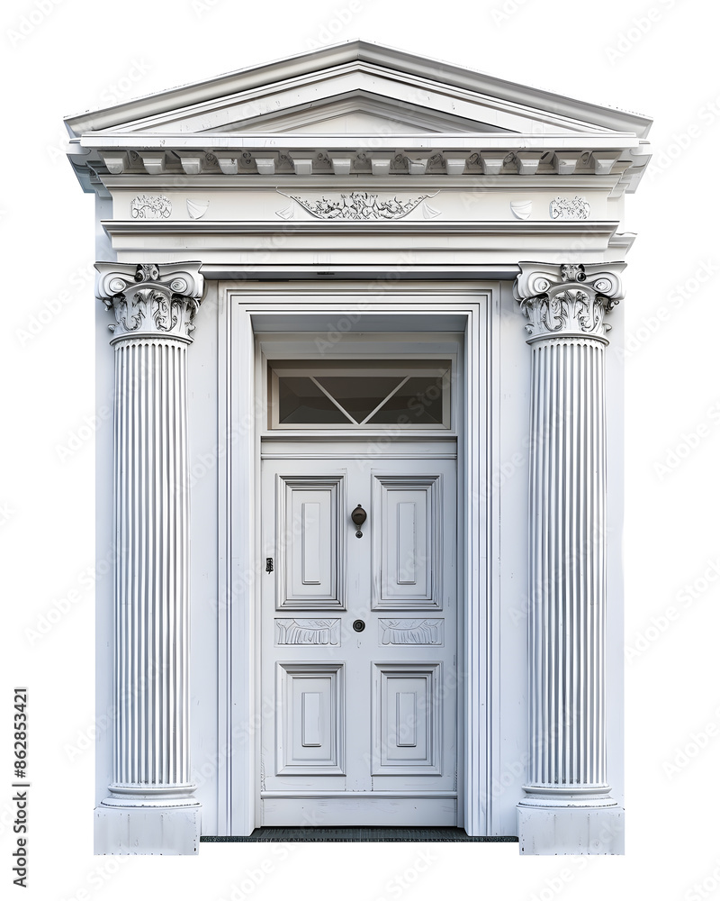 Classic framed white door isolated on white background Classic framed white door isolated on white background