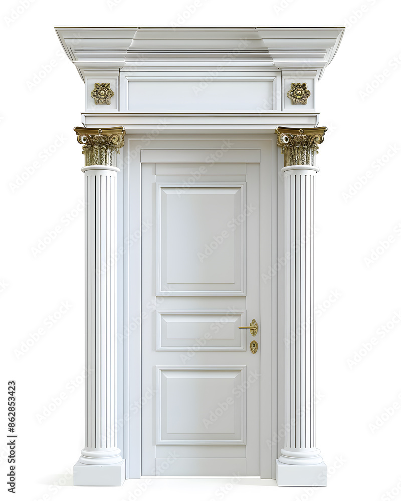 Classic framed white door isolated on white background Classic framed white door isolated on white background