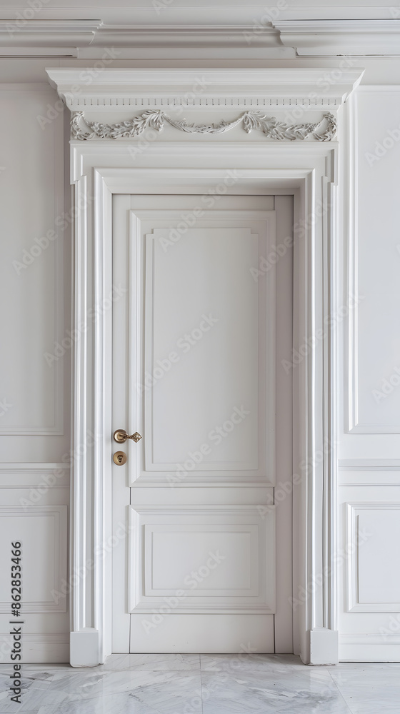 Classic framed white door isolated on white background Classic framed white door isolated on white background