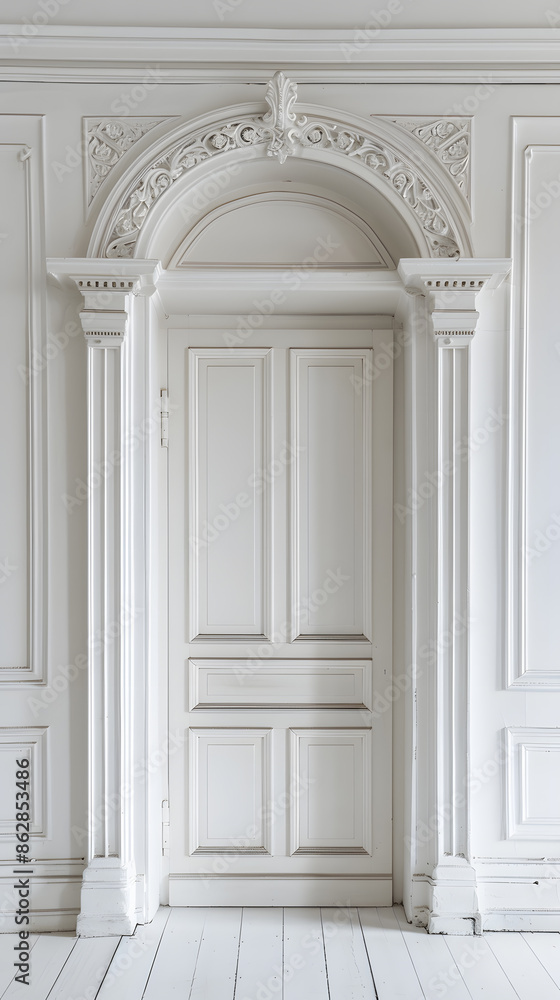 Classic framed white door isolated on white background Classic framed white door isolated on white background