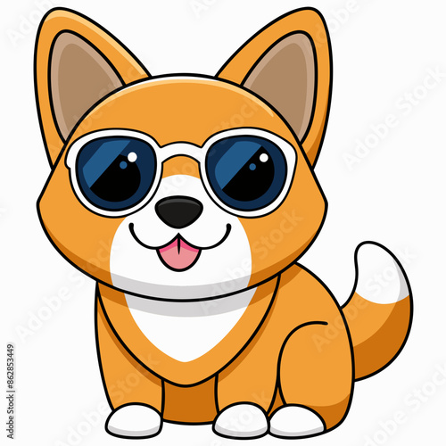 A cute doggy with sunny glasses photo