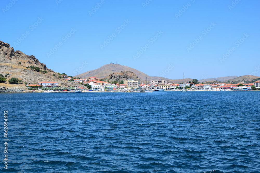 view of the town - Tourkikos Gialos bay, Myrina town, Lemnos island, Greece, aegean sea view of the town - Tourkikos Gialos bay, Myrina town, Lemnos island, Greece, aegean sea