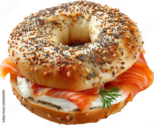 Delicious everything bagel with smoked salmon, cream cheese, and fresh dill. Perfect for breakfast or brunch.