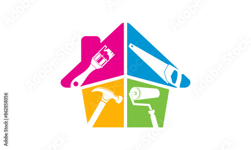 House repaint and repair illustration design vector