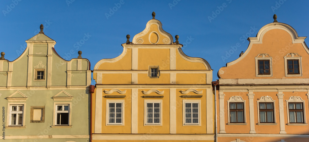 Fototapeta premium Panorama of colorful facades in Telc, Czechia