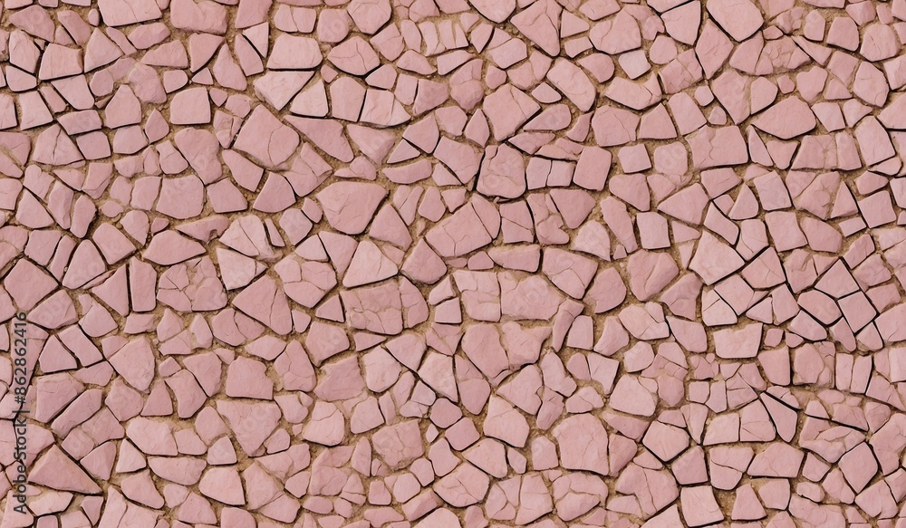 Pink cracked mosaic pattern resembling a stone wall. Pink cracked mosaic pattern resembling a stone wall.