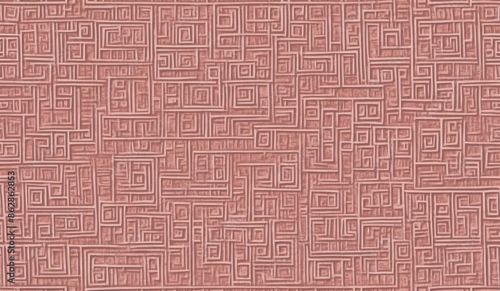 Fototapeta premium Geometric maze pattern in shades of subtle pink