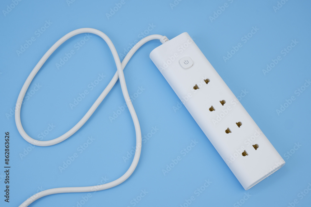 Power supply on blue background. Energy consumption concept. Power supply on blue background. Energy consumption concept.