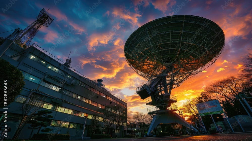 Large satellite dish on a building Large satellite dish on a building