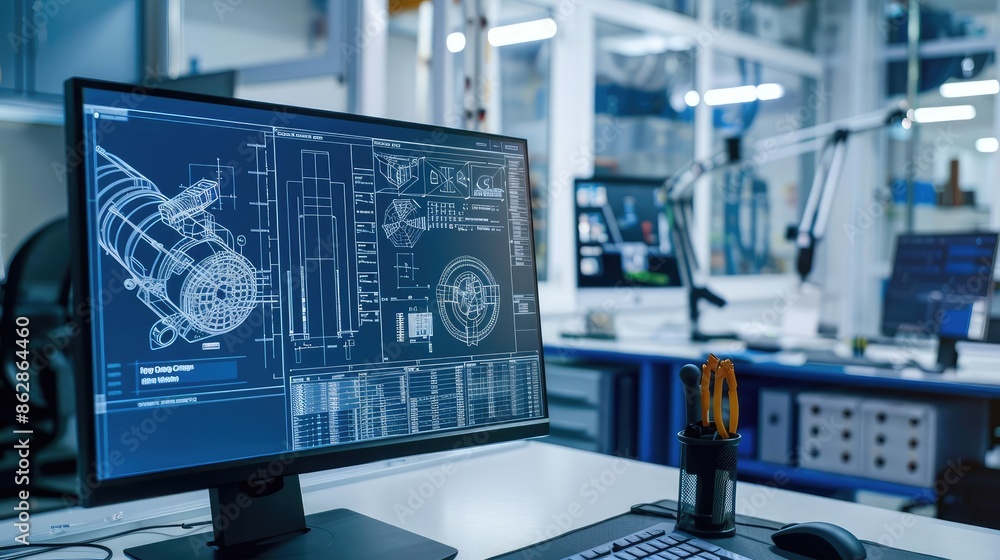 Project planning, precision engineering, digital engineering, engineering tools, screen detail Project planning, precision engineering, digital engineering, engineering tools, screen detail