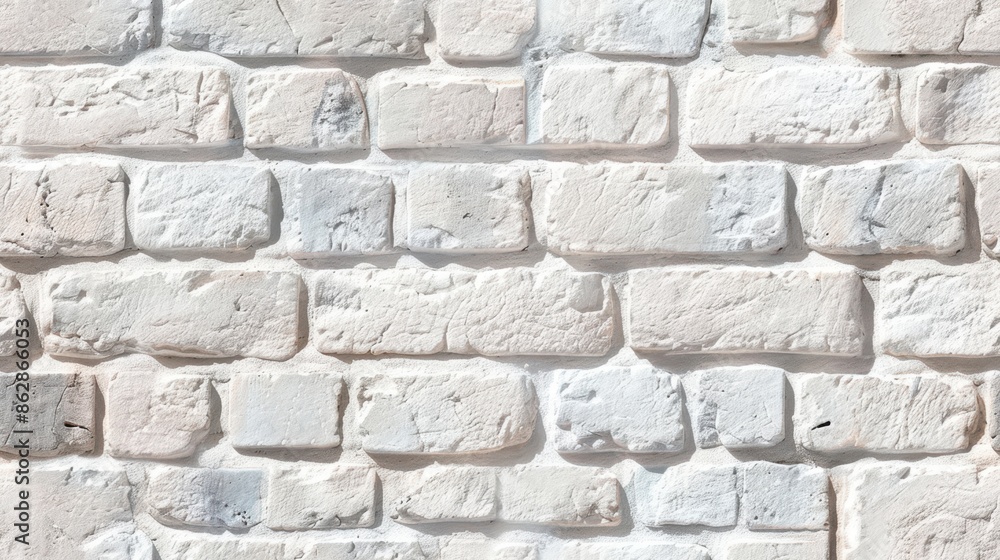 Fototapeta premium Seamless pattern of a white painted brick wall with textured surface. Ideal as a clean and simple backdrop for various projects.